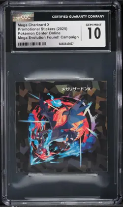 CGC 10 - Mega Charizard X Holo Sticker - Pokemon Center Mega Evolution Campaign - Image 1
