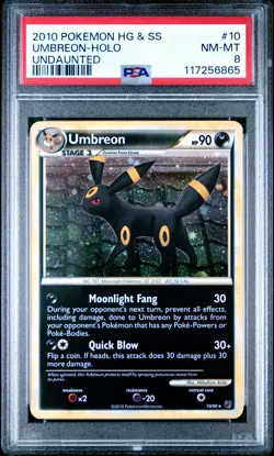 2010 POKEMON HGSS UNDAUNTED UMBREON #10 HOLO PSA 8 NM #117256865 - Image 1