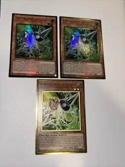 3x Yugioh PSY-Framegear Gamma MGED-EN012 Gold Rare 1st Edition NM Playset - Image 2
