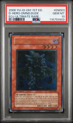 YUGIOH PSA 10 Destiny Hero Diamond Dude EOJ-EN003 Ultimate Rare 1st Edition *909 - Image 1