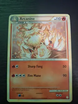 Pokemon TCG Arcanine HeartGold SoulSilver Rare Card 1/123. - Image 1