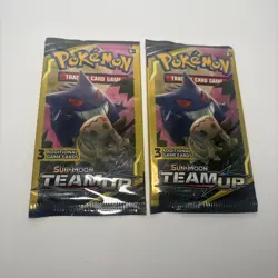 1 Double Pack Pokemon SM Team Up 3-card 2 Mini Booster Packs New Gengar Mimikyu - Image 1
