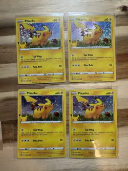 Pikachu 25th Anniversary Card SWSH039 HOLO Promo Pokemon General Mills X 4 - Image 1
