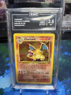 Pokemon TCG Charizard Base Set Holo Unlimited Rare Card 4/102 Tag Graded - Image 1