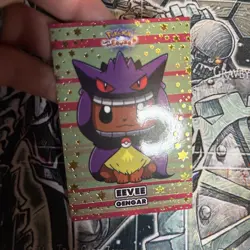 Eevee Gengar Poncho Let’s Go Eevee Card Database Gold Cracked Holo Pokemon - Image 2
