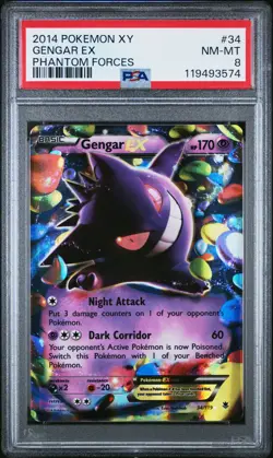 2014 POKEMON PHANTOM FORCES GENGAR #34 HOLO PSA 8 NEAR MINT #119493574 - Image 1