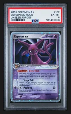 2005 POKEMON EX UNSEEN FORCES 102 ESPEON EX-HOLO - Image 1