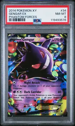2014 POKEMON PHANTOM FORCES GENGAR #34 HOLO PSA 8 NEAR MINT #119493576 - Image 1
