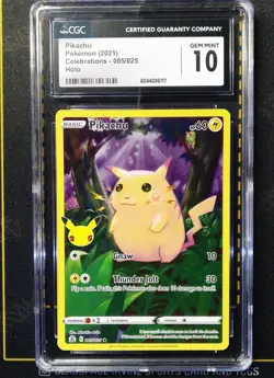 2021 POKEMON CELEBRATIONS #005 FULL ART/PIKACHU CGC 10 - Image 1