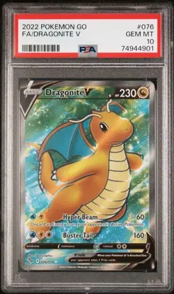 2022 POKEMON GO DRAGONITE V #076 FULL ART PSA 10 - Image 1