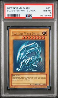 YUGIOH PSA 8 2002 Blue-Eyes White Dragon SDK-001 Ultra Rare Unlimited *9919 - Image 1