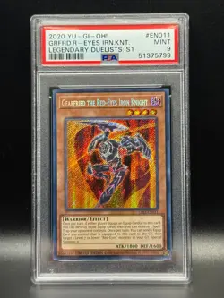 PSA 9 MINT Gearfried The Red-Eyes Iron Knight LDS-EN011 LDS1 Holo Yugioh Card - Image 1