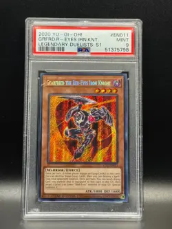 PSA 9 MINT Gearfried The Red-Eyes Iron Knight LDS1-EN011 LDS1 Holo Yugioh Card - Image 1