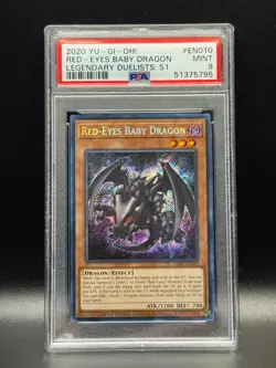 PSA 9 MINT Red-Eyes Baby Dragon LDS1-EN010 LegendaryDuelists S1 Holo Yugioh Card - Image 1