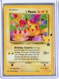 NM Birthday Pikachu #24 Celebrations: Classic Collection Holo Pokemon Card - Image 1
