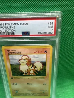 1999 POKEMON BASE SET 1ST EDITION #28 GROWLITHE PSA 7 - Image 3