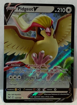 Pidgeot V 137/196 ULTRA RARE Pokemon Card 2022 Sword & Shield Lost Origin - Image 1