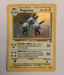 Pokemon TCG Magneton Base Set 2 Holo Unlimited Rare Card 9/130 - Image 1