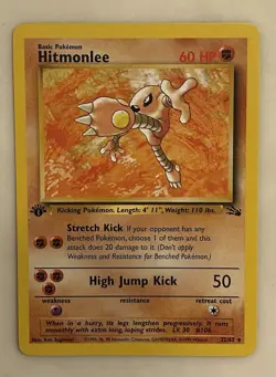 1999 POKEMON TCG 1st Edition Hitmonlee 22/62 Fossil Rare Card Vintage WOTC LP+ - Image 1