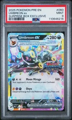 Umbreon Ex #060 2025 Pokemon Pre En-Prismatic Evolutions PSA 9 g - Image 1