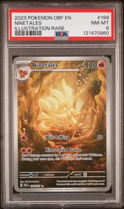 Ninetales #199 2023 Pokemon Obf En-Obsidian Flames PSA 8 IR - Image 1