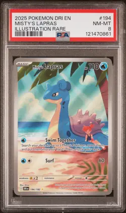 Misty's Lapras #194 2025 Pokemon Dri En-Destined Rivals PSA 8 IR - Image 1