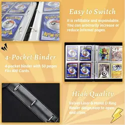 Raichu binder for Pokemon Cards with Sleeves, 4-Pocket 400 Pockets - Image 3