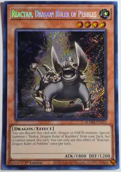 Yugioh Reactan, Dragon Ruler of Pebbles BLMM-EN121 Secret Rare 1st Edition - Image 1