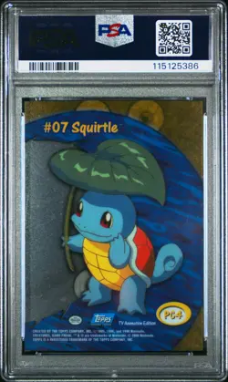 2000 TOPPS POKEMON TV ANIMATION CLEAR CARDS #PC4 SQUIRTLE PSA 8 - Image 2
