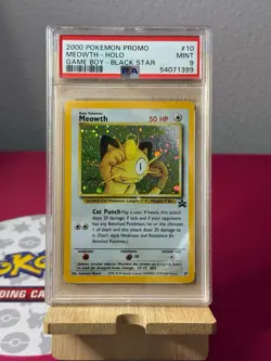 2000 POKEMON PROMO BLACK STAR GAME BOY #10 MEOWTH-HOLO PSA 9 - Image 1