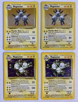 Pokemon Magneton Fossil Unlimited 11/62 9/102 Lot of 4 Holos PR/HP Heavy Played - Image 1