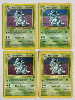 Pokemon Nidoqueen Jungle Base 2 7/64 12/130 Lot of 4 Holo PR/HP Poor Played FR - Image 1