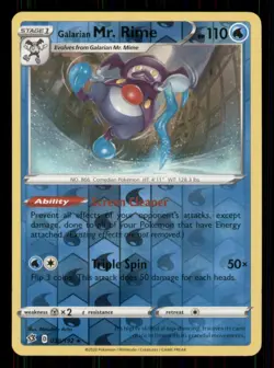 Galarian Mr. Rime SWSH02: Rebel Clash #038/192 Rare Reverse Holo Pokemon LP - Image 1