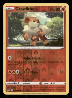 Growlithe SWSH02: Rebel Clash #027/192 Common Reverse Holo Pokemon LP - Image 1