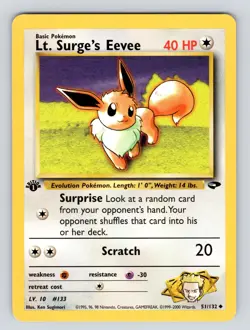 Lt. Surge's Eevee LP 1st Edition Gym Challenge 51/132 Pokemon TCG Reg Uncommon - Image 1