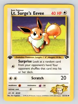 Lt. Surge's Eevee LP 1st Edition Gym Challenge 51/132 Pokemon TCG Reg Uncommon - Image 3