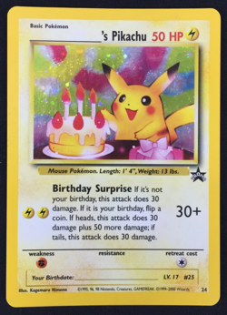 2000 Pokemon Black Star Promo Card #24 Birthday Pikachu NM Unplayed - Image 3