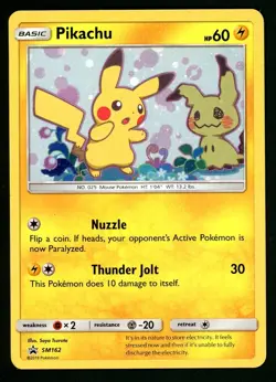 Pokemon Card Pikachu SM162 Black Star Promo Holo Foil LP - Image 1