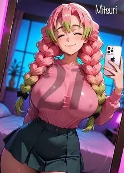 Mitsuri Demon Slayer - Rainbow Holo Full Art Custom Waifu Pokemon Card - Image 3