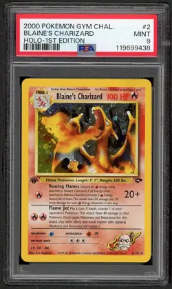 Pokemon 2000 1st Edition Gym Challenge Blaine's Charizard rare HOLO PSA 9 MINT - Image 1