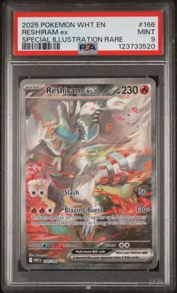 2025 POKEMON WHT EN-WHITE FLARE SPECIAL ILLUSTRATION RARE #166 RESHIRAM EX PSA 9 - Image 1
