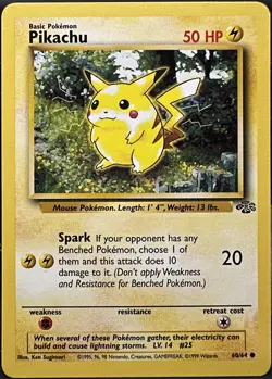 Pikachu 60/64 Jungle Unlimited Pokemon TCG 1999 LP - Image 1