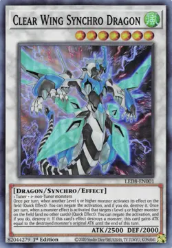 LED8-EN001 CLEAR WING SYNCHRO DRAGON SUPER RARE 1ST EDITION YuGiOh CARD - Image 1