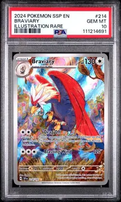 2024 POKEMON SSP EN-SURGING SPARKS ILLUSTRATION RARE #214 BRAVIARY PSA 10 - Image 1