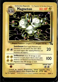 Pokemon Magneton 26/62 Fossil Non Holo Rare 2 Card Lot LP - Image 1