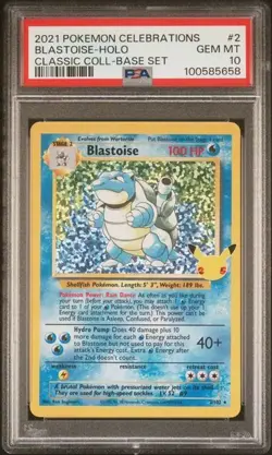 PSA 10 Gem Mint Blastoise Holo 2/102 Pokemon Celebrations Classic Collection - Image 1