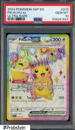 Pokemon Surging Sparks Pikachu Ex 219 PSA 10 Gem Mint - Image 1
