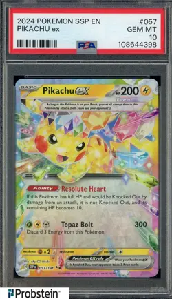 Pokemon Surging Sparks Pikachu Ex 057 PSA 10 Gem Mint - Image 1