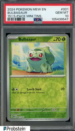 Pokemon 151 Bulbasaur 5 Pack Mini Tins PSA 10 Gem Mint - Image 1