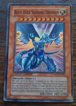 Yugioh Blue-Eyes Shining Dragon MOV-EN001 1996 Limited Edition Card NM - Image 1